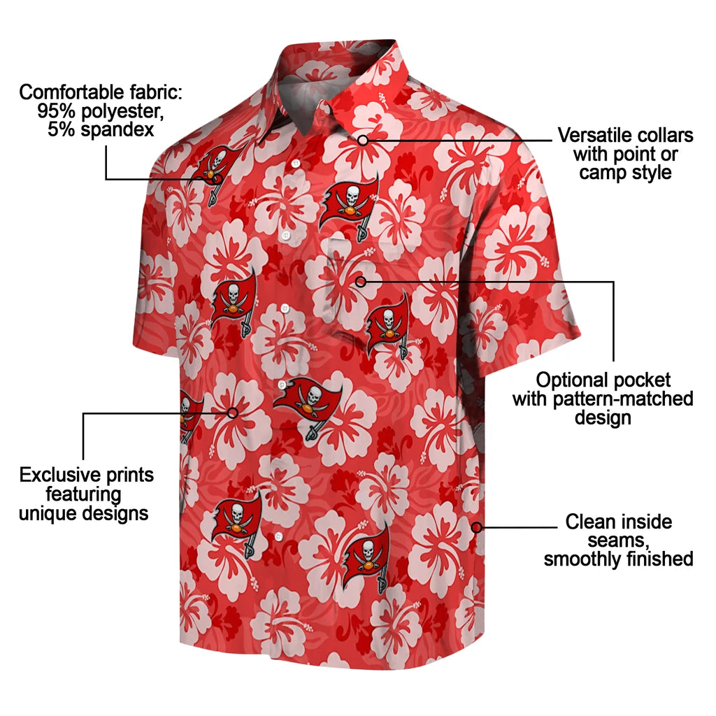 Tampa Bay Buccaneers Hawaiian Shirt - Hibiscus Cluster | Moonbestprint