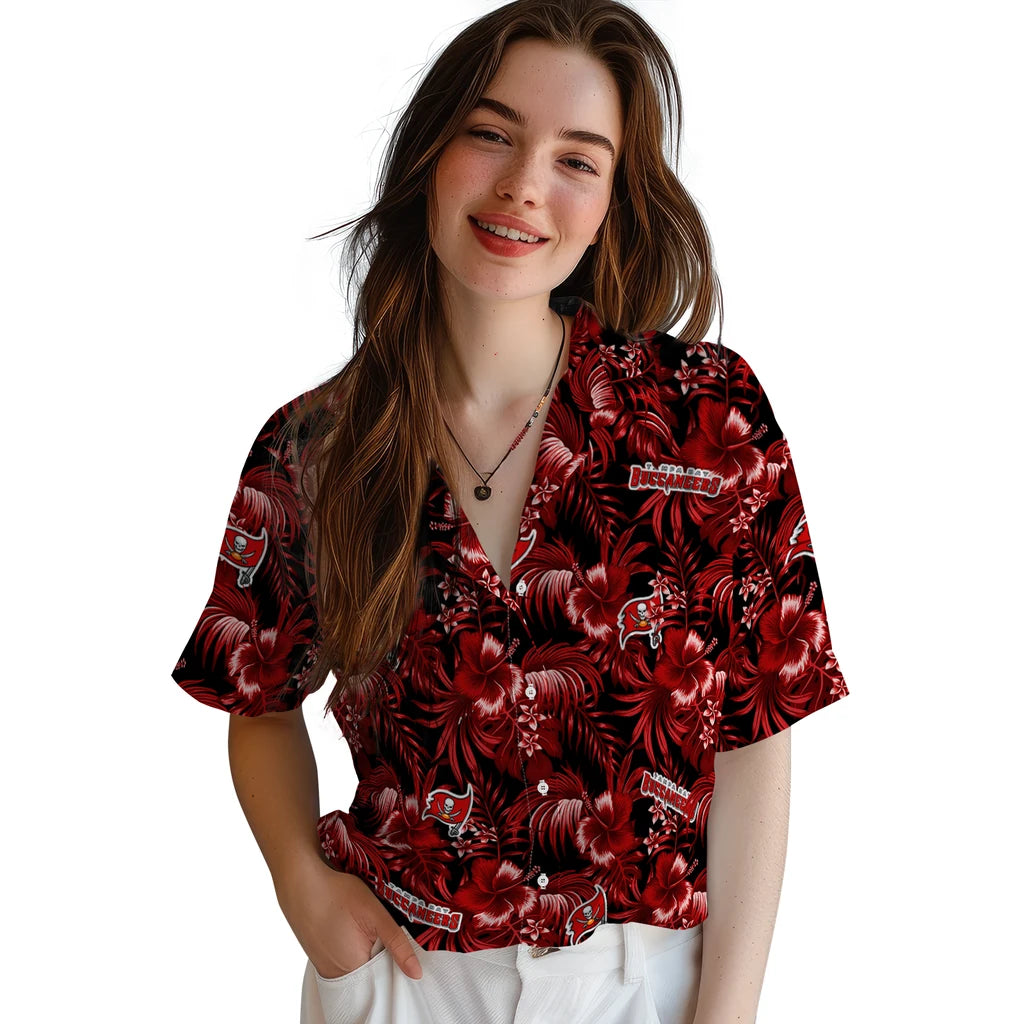 Tampa Bay Buccaneers Hawaiian Shirt - Hibiscus Exotic | Moonbestprint