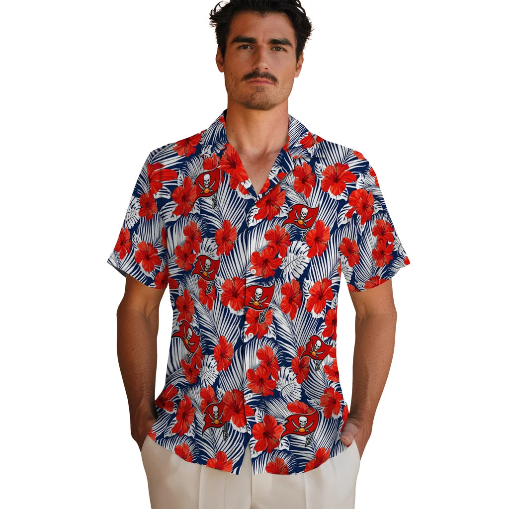 Tampa Bay Buccaneers Hawaiian Shirt - Hibiscus Fiesta | Moonbestprint