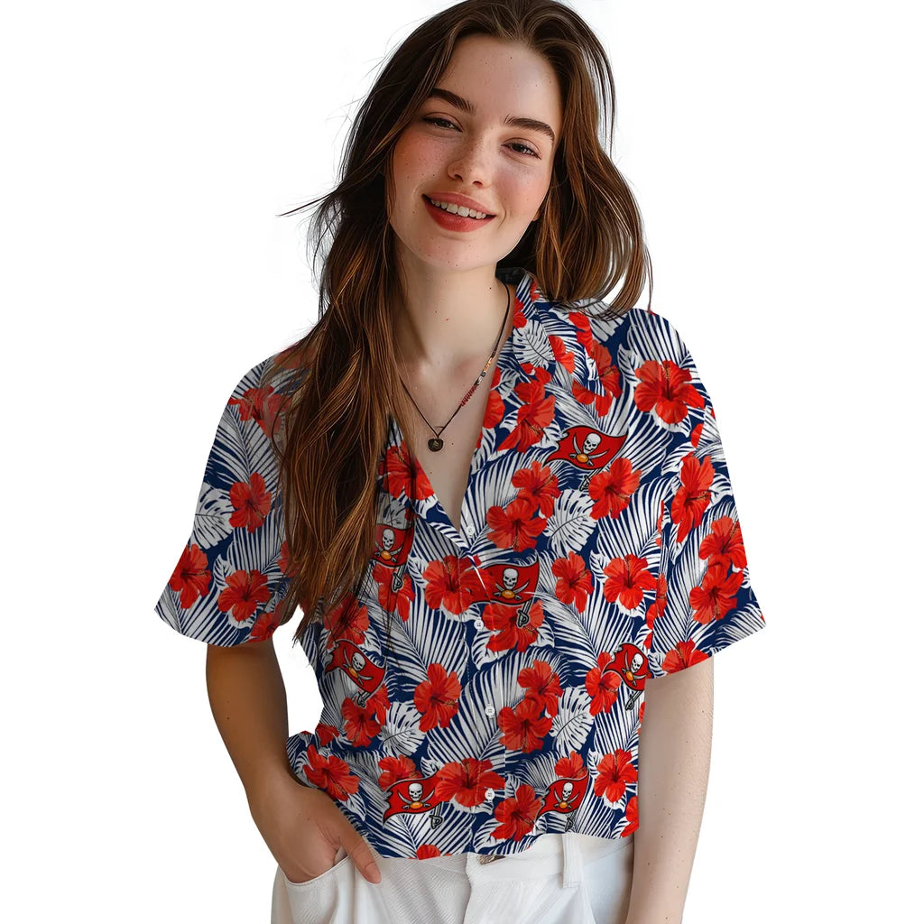 Tampa Bay Buccaneers Hawaiian Shirt - Hibiscus Fiesta | Moonbestprint