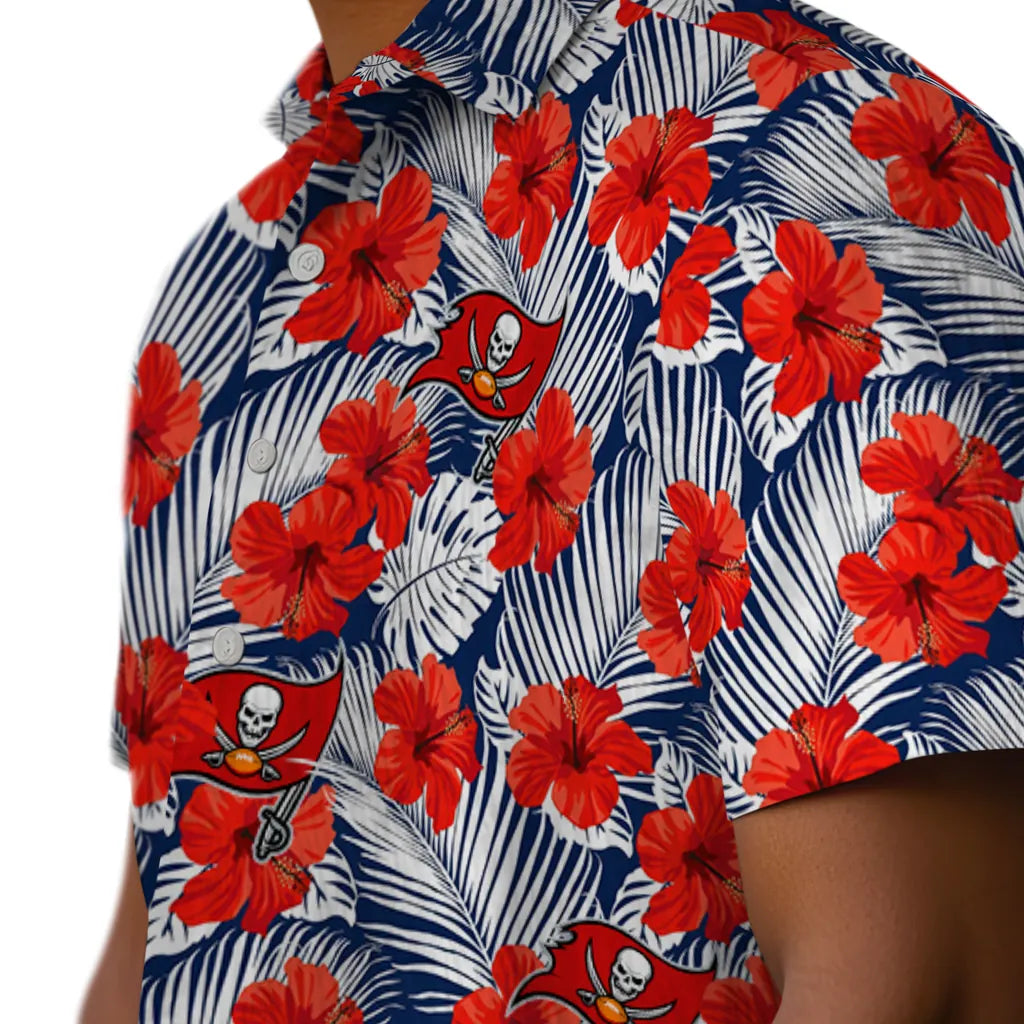 Tampa Bay Buccaneers Hawaiian Shirt - Hibiscus Fiesta | Moonbestprint