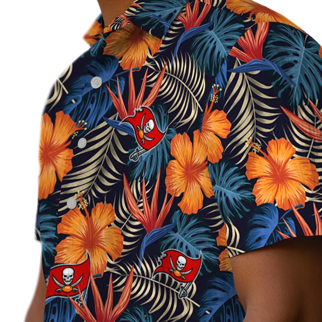Tampa Bay Buccaneers Hawaiian Shirt - Hibiscus Foliage | Moonbestprint