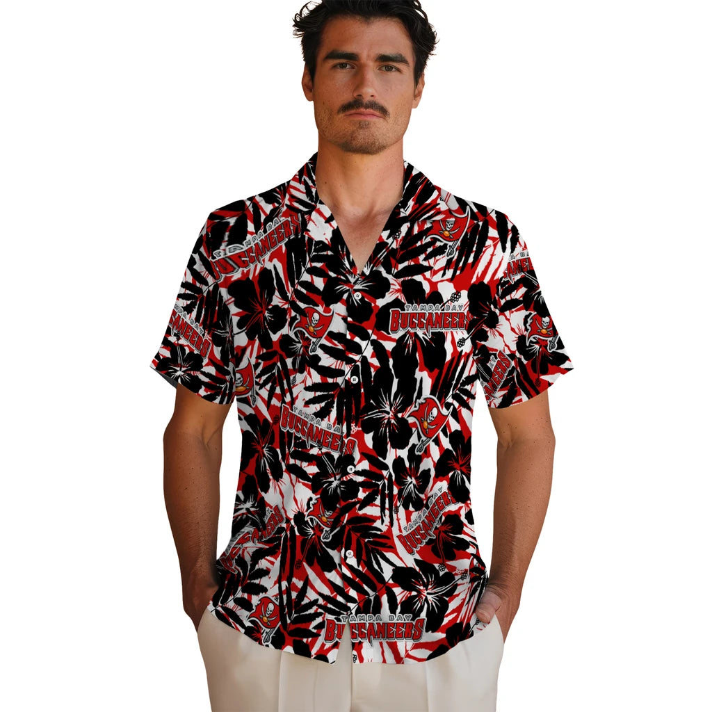 Tampa Bay Buccaneers Hawaiian Shirt - Hibiscus Overlay | Moonbestprint