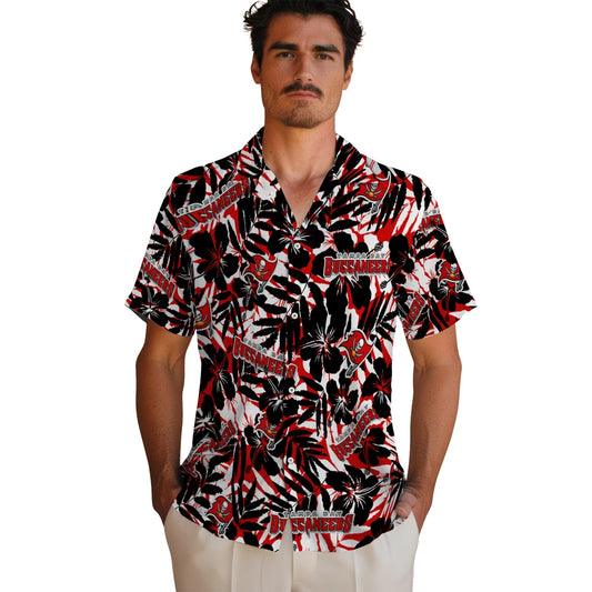 Tampa Bay Buccaneers Hawaiian Shirt - Hibiscus Overlay | Moonbestprint