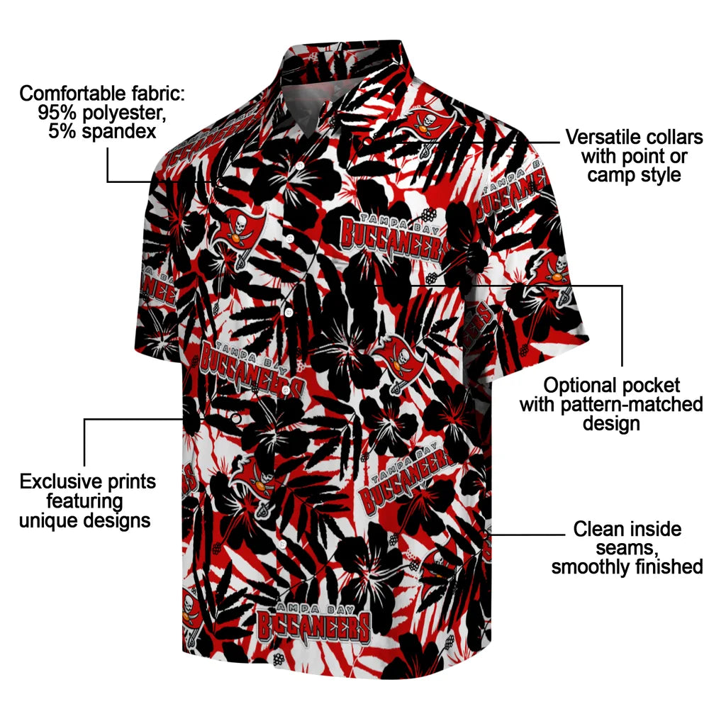 Tampa Bay Buccaneers Hawaiian Shirt - Hibiscus Overlay | Moonbestprint