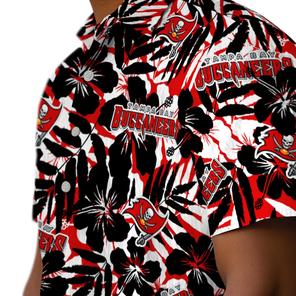 Tampa Bay Buccaneers Hawaiian Shirt - Hibiscus Overlay | Moonbestprint