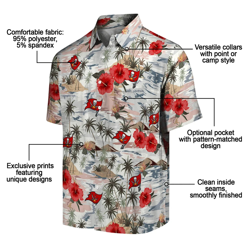 Tampa Bay Buccaneers Hawaiian Shirt - Hibiscus Seaside | Moonbestprint