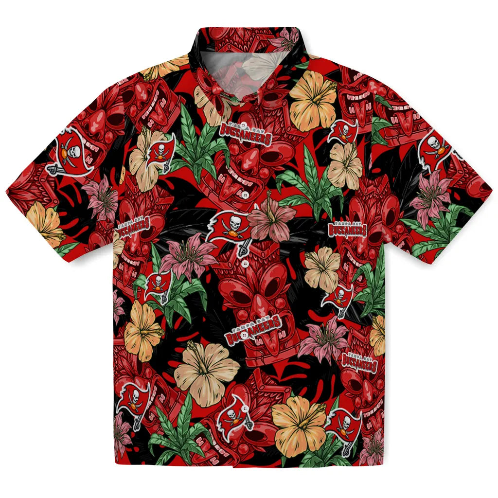 Tampa Bay Buccaneers Hawaiian Shirt - Hibiscus Tiki Jungle | Moonbestprint