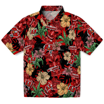 Tampa Bay Buccaneers Hawaiian Shirt - Hibiscus Tiki Jungle | Moonbestprint