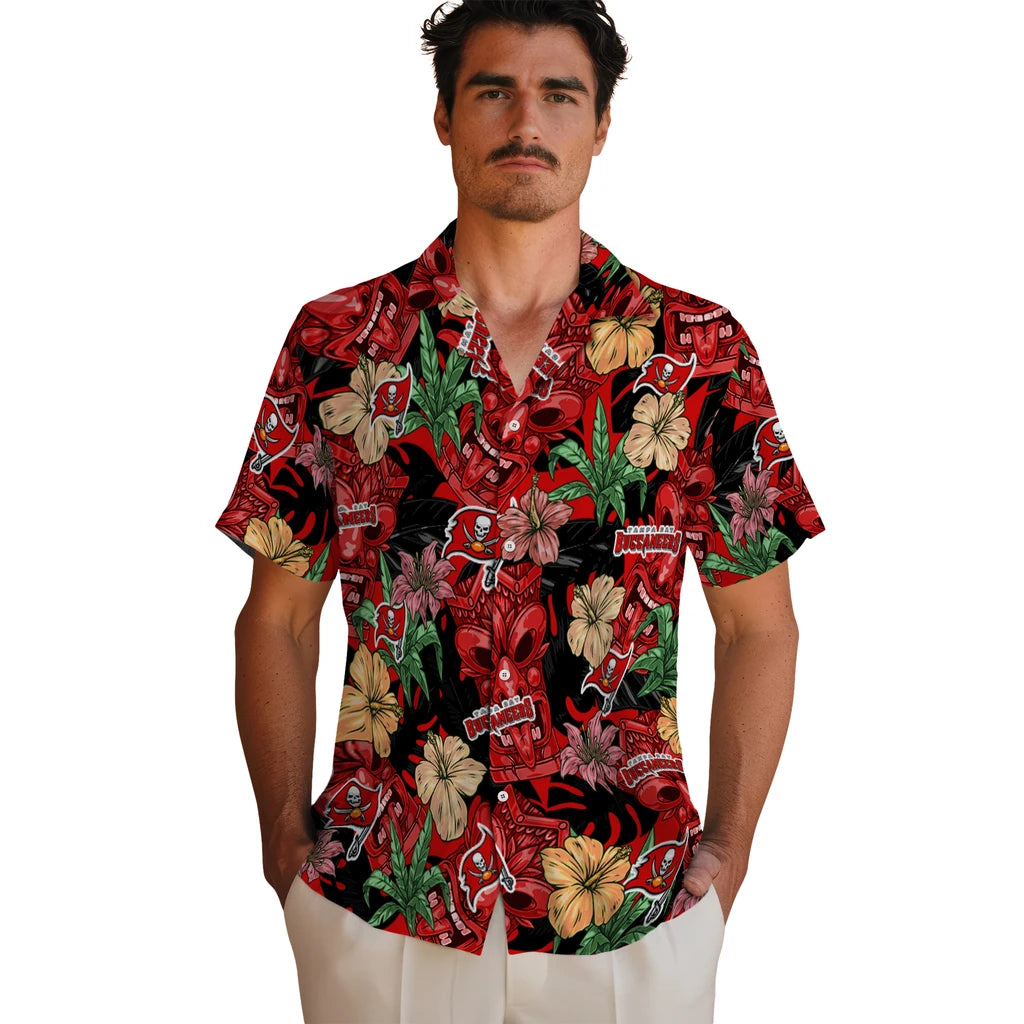 Tampa Bay Buccaneers Hawaiian Shirt - Hibiscus Tiki Jungle | Moonbestprint