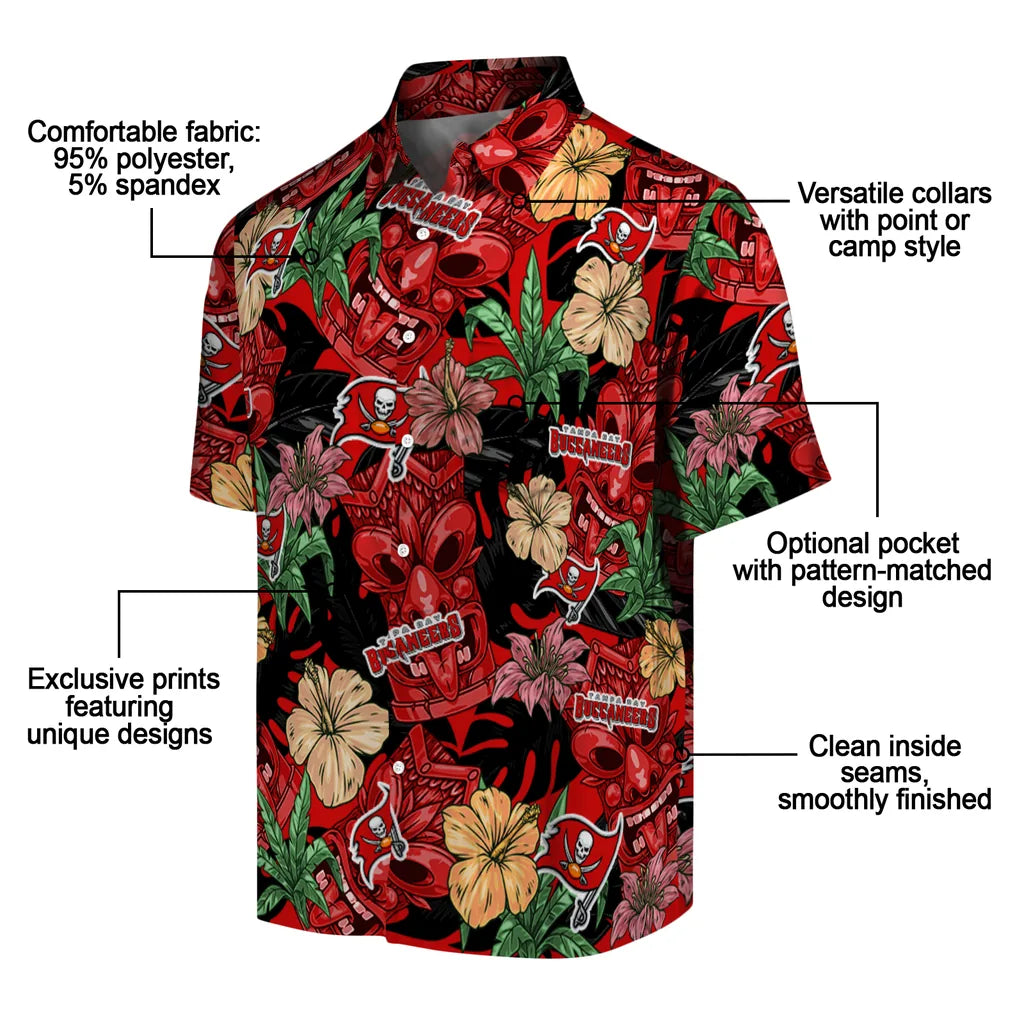 Tampa Bay Buccaneers Hawaiian Shirt - Hibiscus Tiki Jungle | Moonbestprint