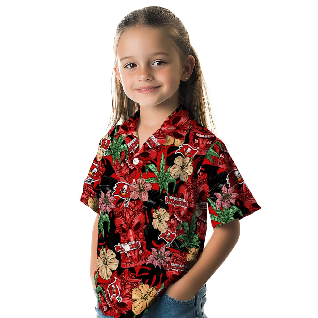 Tampa Bay Buccaneers Hawaiian Shirt - Hibiscus Tiki Jungle | Moonbestprint