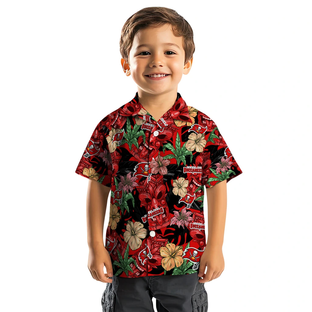Tampa Bay Buccaneers Hawaiian Shirt - Hibiscus Tiki Jungle | Moonbestprint