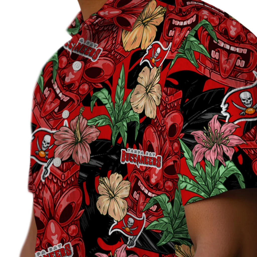 Tampa Bay Buccaneers Hawaiian Shirt - Hibiscus Tiki Jungle | Moonbestprint