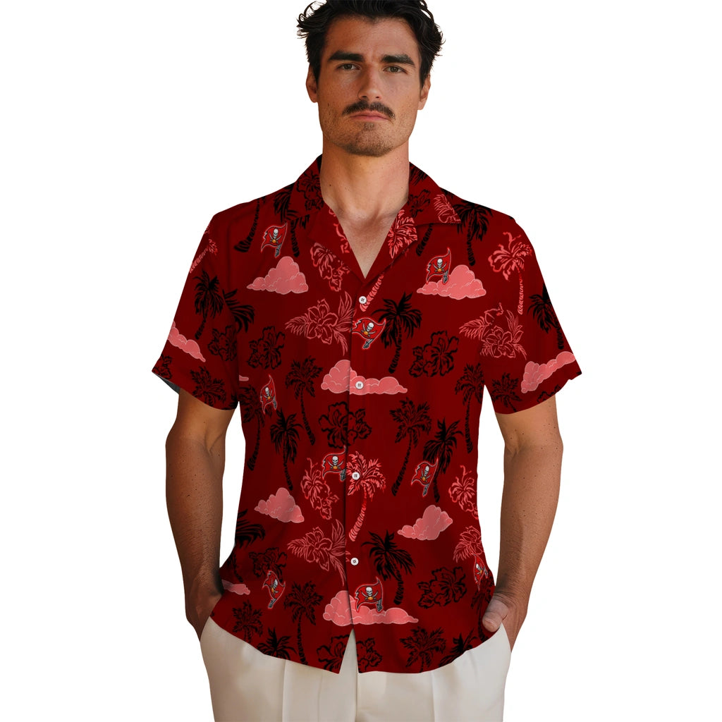 Tampa Bay Buccaneers Hawaiian Shirt - Palm And Clouds | Moonbestprint