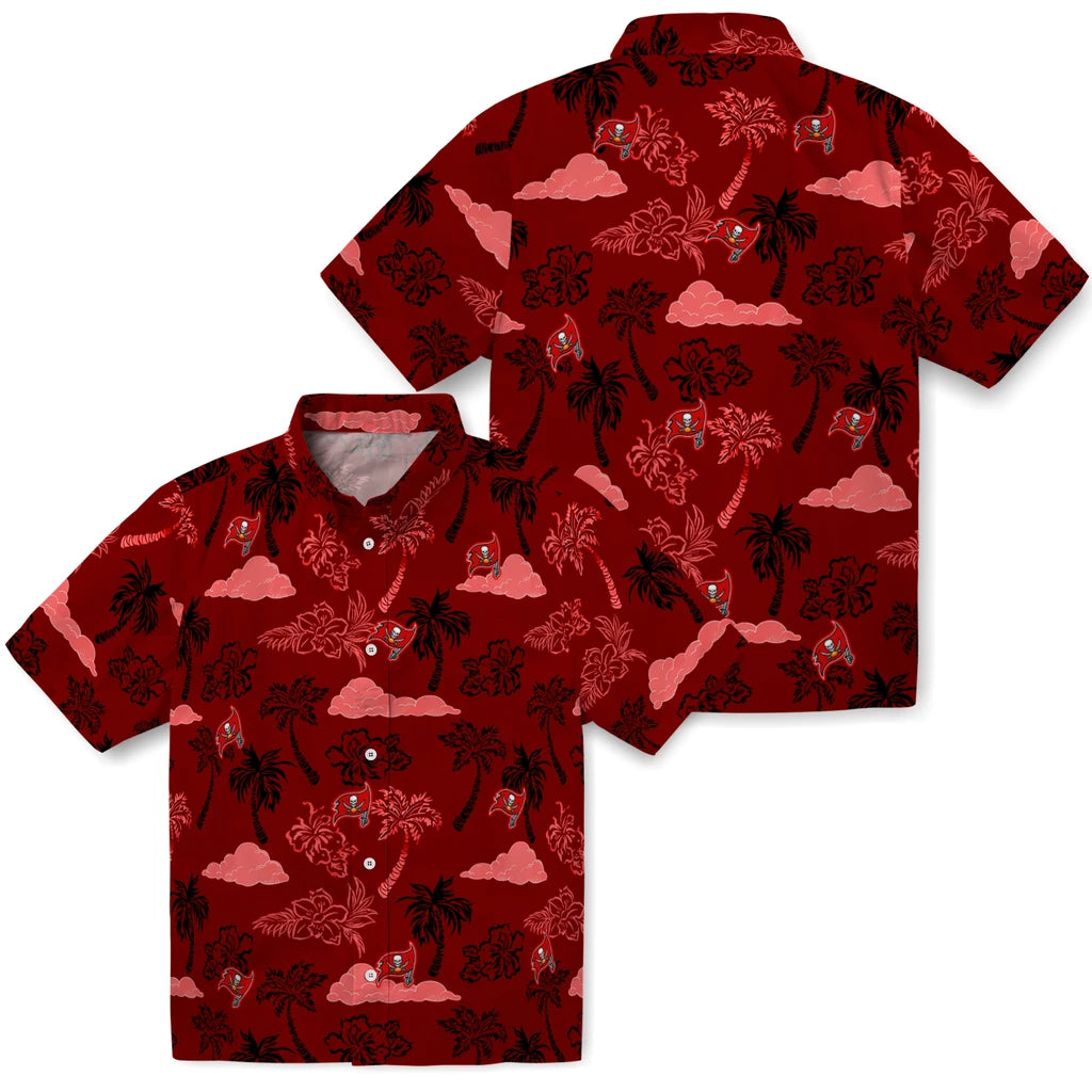 Tampa Bay Buccaneers Hawaiian Shirt - Palm And Clouds | Moonbestprint