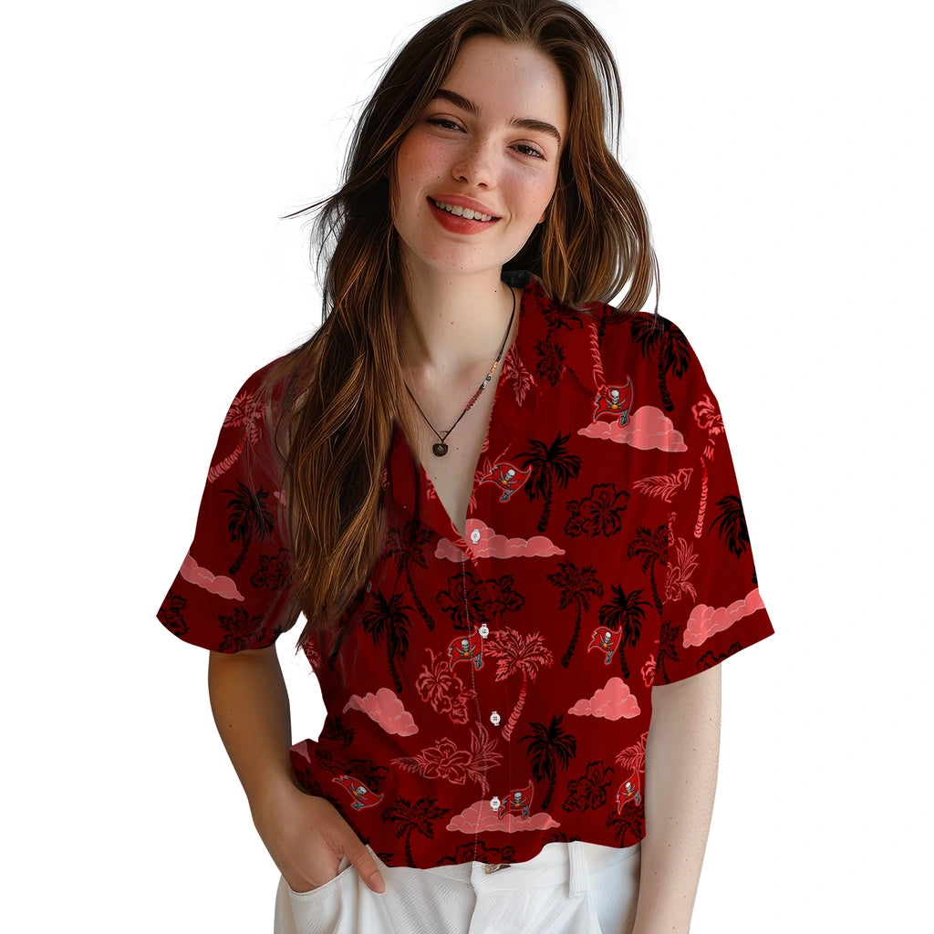 Tampa Bay Buccaneers Hawaiian Shirt - Palm And Clouds | Moonbestprint