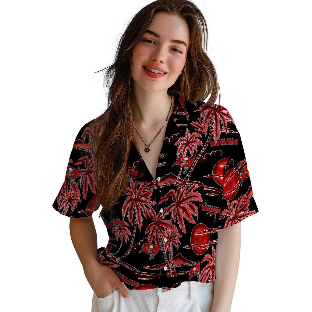 Tampa Bay Buccaneers Hawaiian Shirt - Palm Sunset | Moonbestprint