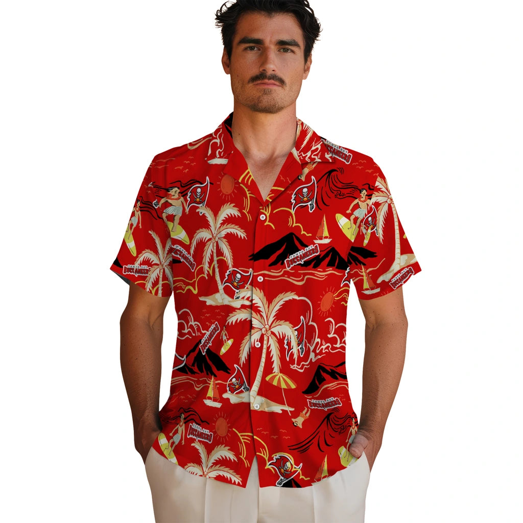 Tampa Bay Buccaneers Hawaiian Shirt - Palm Tree Island | Moonbestprint