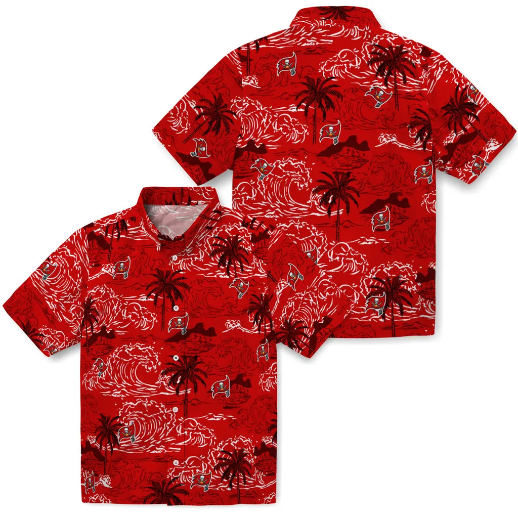Tampa Bay Buccaneers Hawaiian Shirt - Wave Palm | Moonbestprint