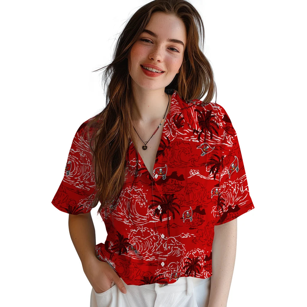 Tampa Bay Buccaneers Hawaiian Shirt - Wave Palm | Moonbestprint