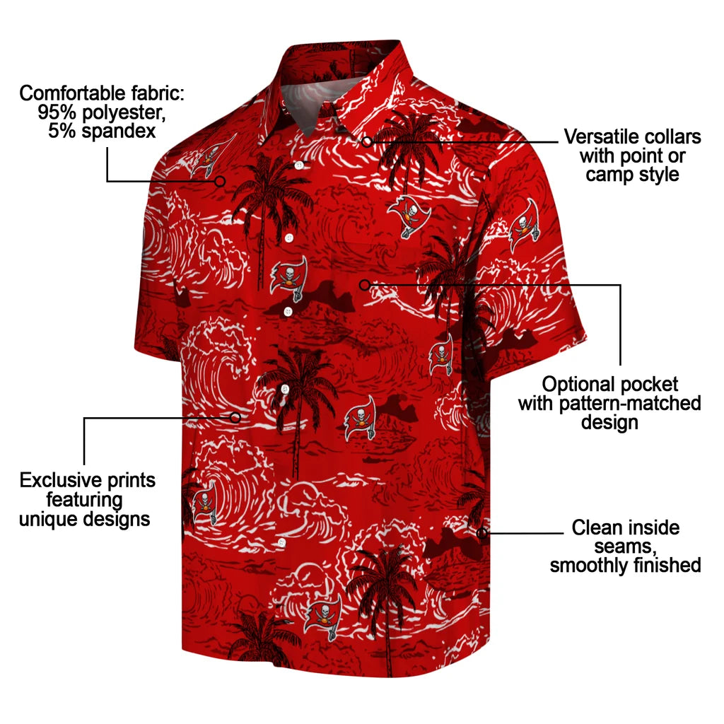 Tampa Bay Buccaneers Hawaiian Shirt - Wave Palm | Moonbestprint