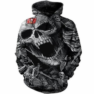 Tampa Bay Buccaneers Skull and Skeleton NFL 3D All Over Print Hoodie -Moonbestprint