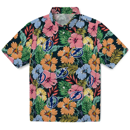 Tampa Bay Lightning Hawaiian Shirt - Brilliant Hibiscus Garden | Moonbestprint