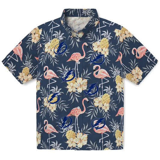 Tampa Bay Lightning Hawaiian Shirt - Flamingo Hibiscus | Moonbestprint