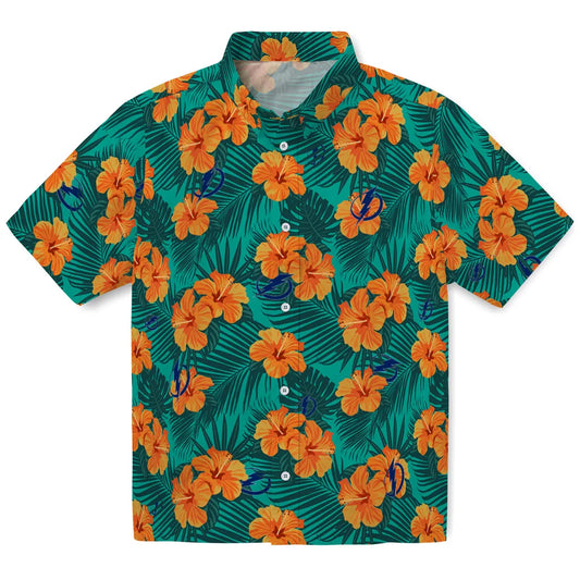 Tampa Bay Lightning Hawaiian Shirt - Hibiscus and Palm Leaves | Moonbestprint