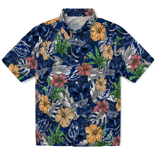 Tampa Bay Lightning Hawaiian Shirt - Hibiscus Tiki Jungle | Moonbestprint