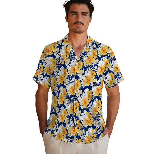 Tampa Bay Lightning Hawaiian Shirt - Hibiscus Tropics | Moonbestprint