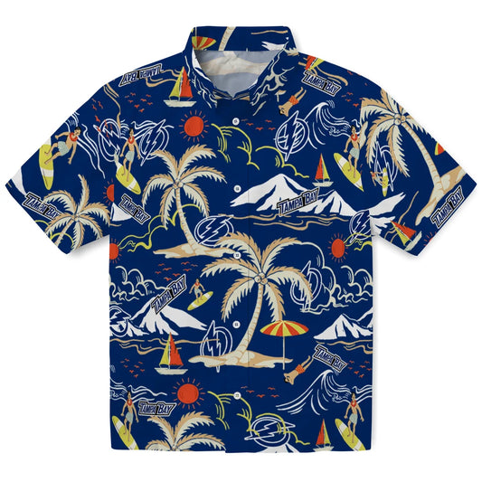 Tampa Bay Lightning Hawaiian Shirt - Palm Tree Island | Moonbestprint