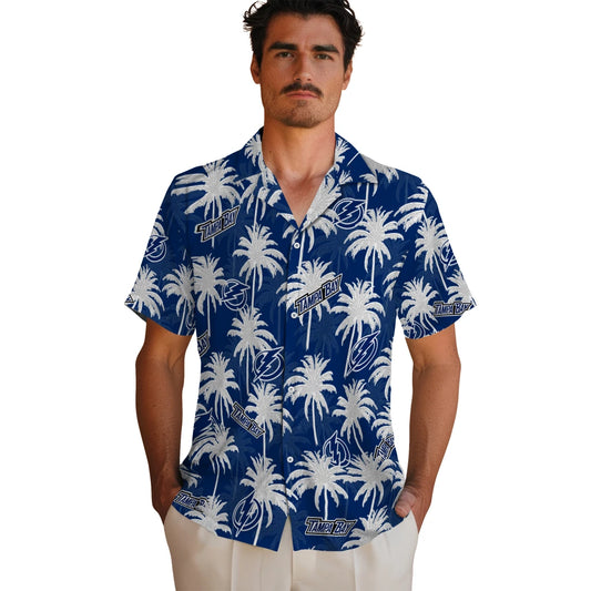 Tampa Bay Lightning Hawaiian Shirt - Palm Tree Motif | Moonbestprint