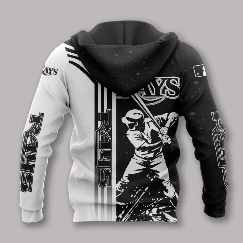 Tampa Bay Rays Black And White MLB All Over Print Hoodie -Moonbestprint