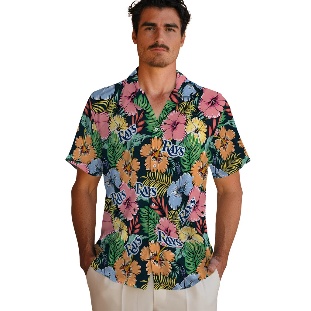 Tampa Bay Rays Hawaiian Shirt - Brilliant Hibiscus Garden | Moonbestprint