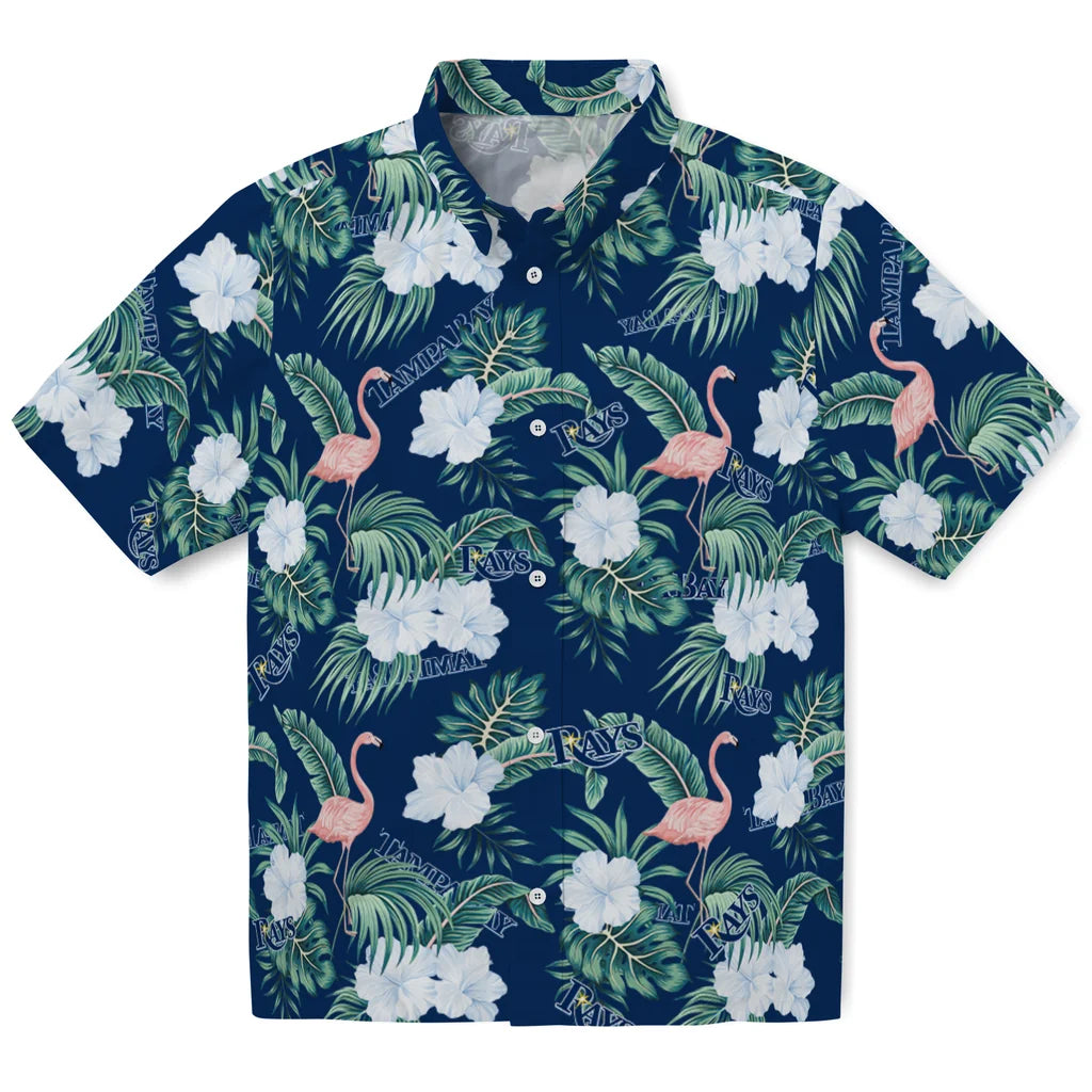 Tampa Bay Rays Hawaiian Shirt - Flamingo and Hibiscus | Moonbestprint