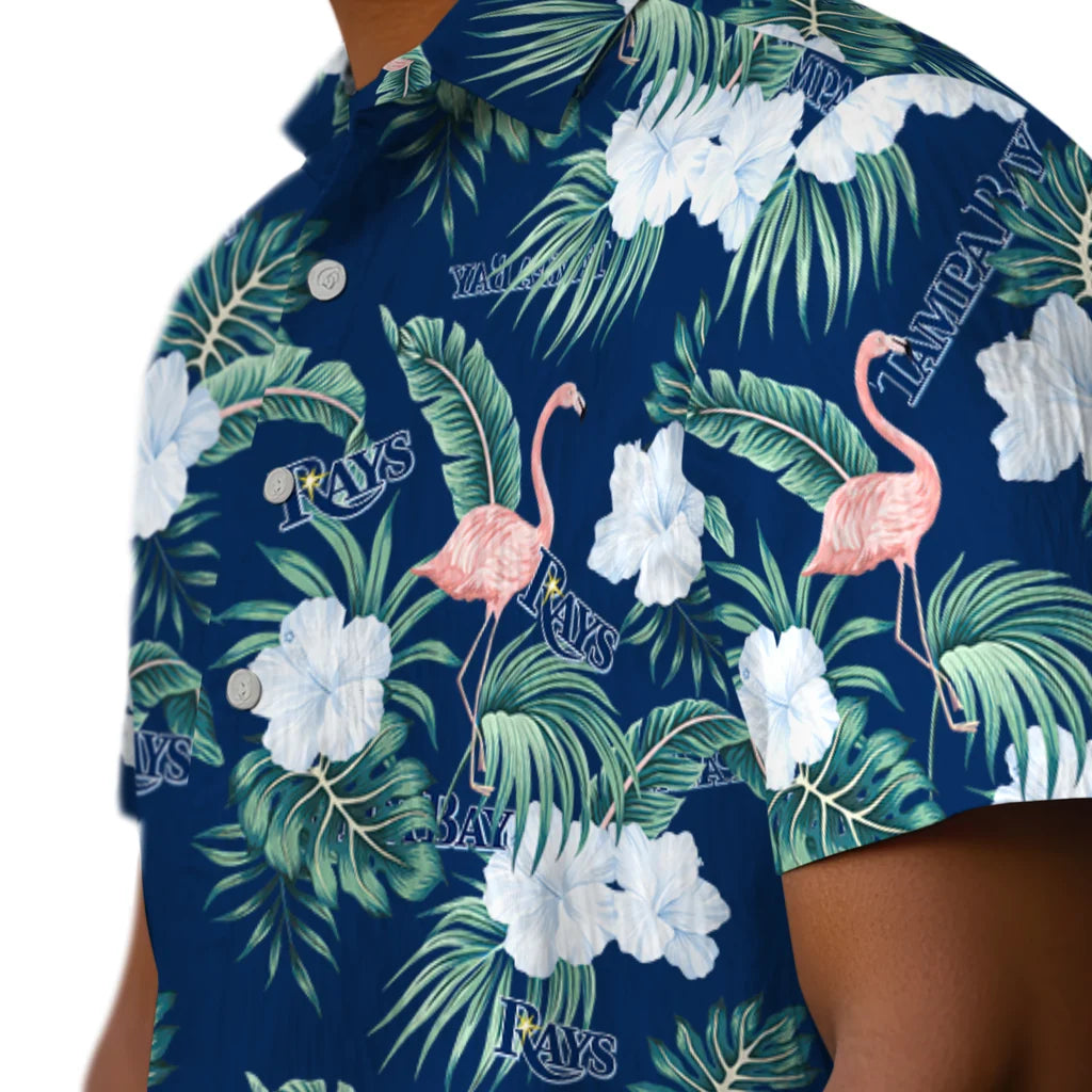 Tampa Bay Rays Hawaiian Shirt - Flamingo and Hibiscus | Moonbestprint