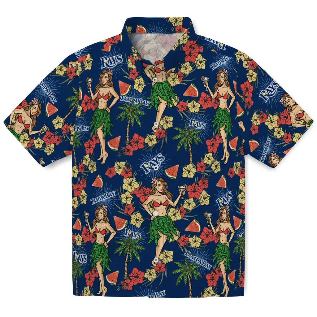 Tampa Bay Rays Hawaiian Shirt - Hawaiian Girls Design | Moonbestprint