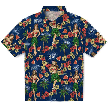 Tampa Bay Rays Hawaiian Shirt - Hawaiian Girls Design | Moonbestprint