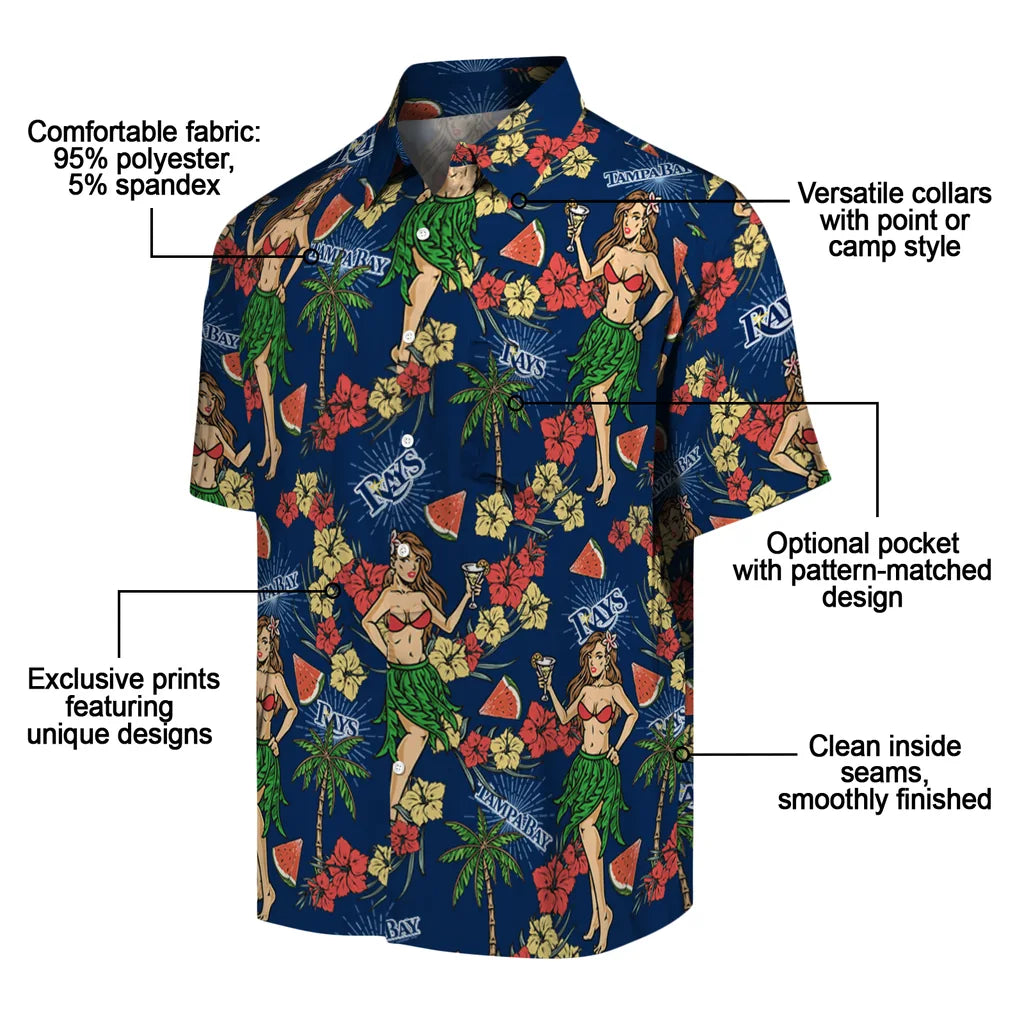 Tampa Bay Rays Hawaiian Shirt - Hawaiian Girls Design | Moonbestprint