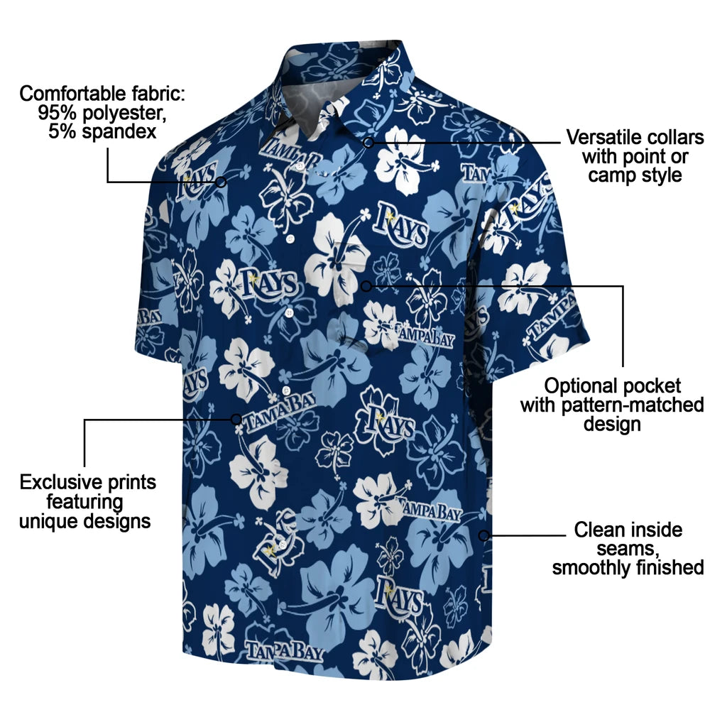 Tampa Bay Rays Hawaiian Shirt - Hibiscus Flower Design | Moonbestprint