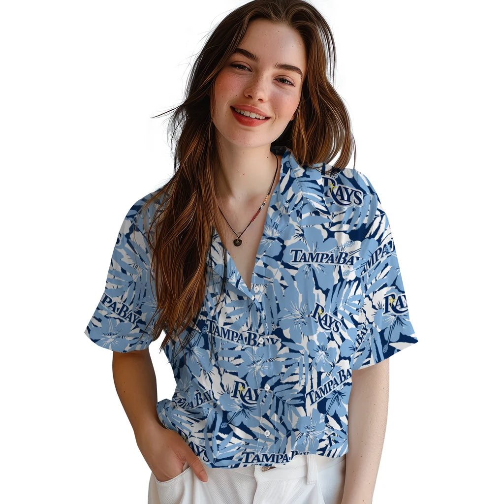 Tampa Bay Rays Hawaiian Shirt - Hibiscus Overlay | Moonbestprint