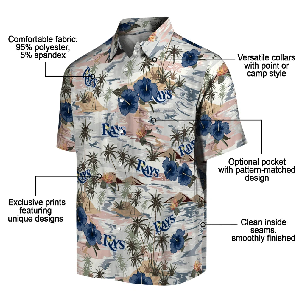 Tampa Bay Rays Hawaiian Shirt - Hibiscus Seaside | Moonbestprint