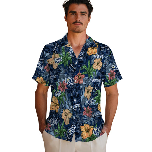 Tampa Bay Rays Hawaiian Shirt - Hibiscus Tiki Jungle | Moonbestprint