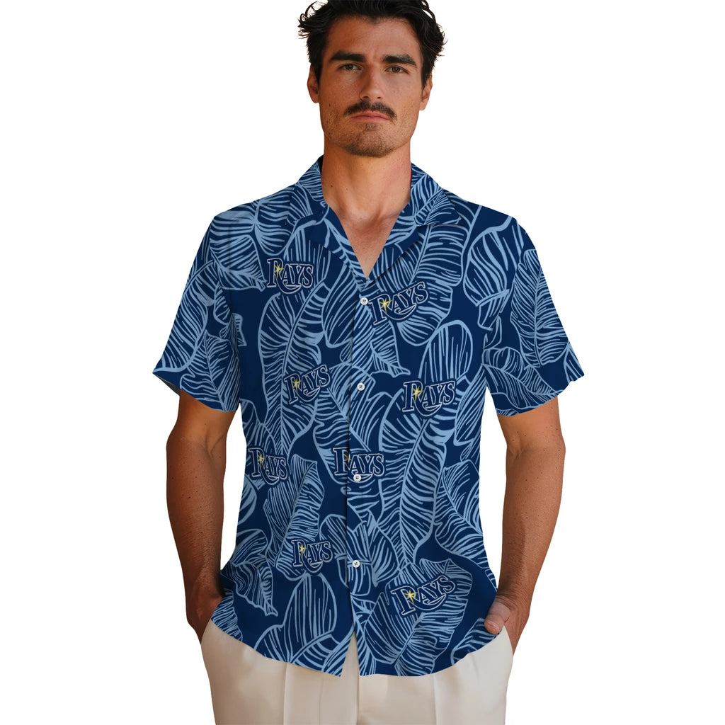 Tampa Bay Rays Hawaiian Shirt - Leaf Outline | Moonbestprint