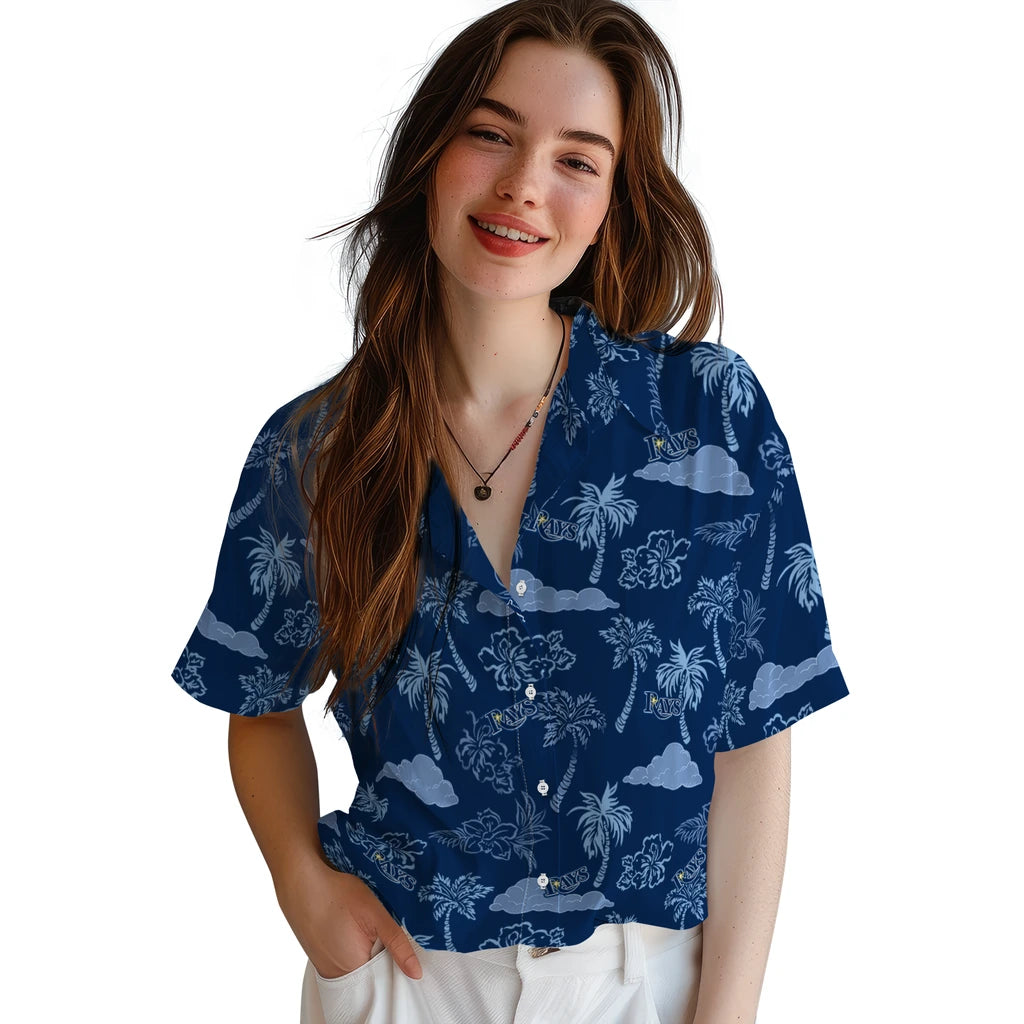 Tampa Bay Rays Hawaiian Shirt - Palm And Clouds | Moonbestprint