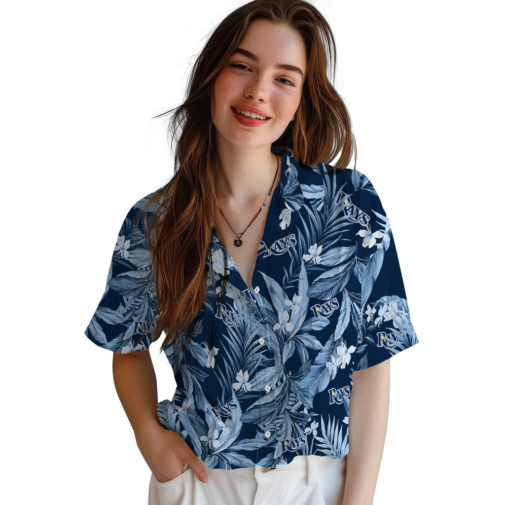 Tampa Bay Rays Hawaiian Shirt - Palm Leaves | Moonbestprint