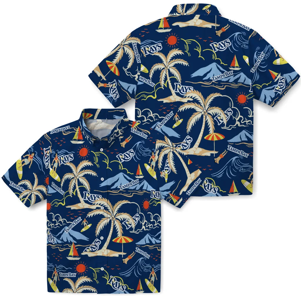 Tampa Bay Rays Hawaiian Shirt - Palm Tree Island | Moonbestprint