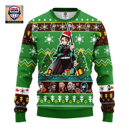 Tanjiro Kamado Demon Slayer Anime Ugly Christmas Sweater Green 1- Amazing Gift Idea Thanksgiving Gift ? Usalast